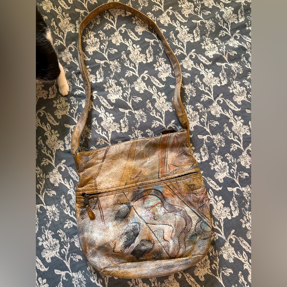 Vintage leather Jane Yoo Painted bag